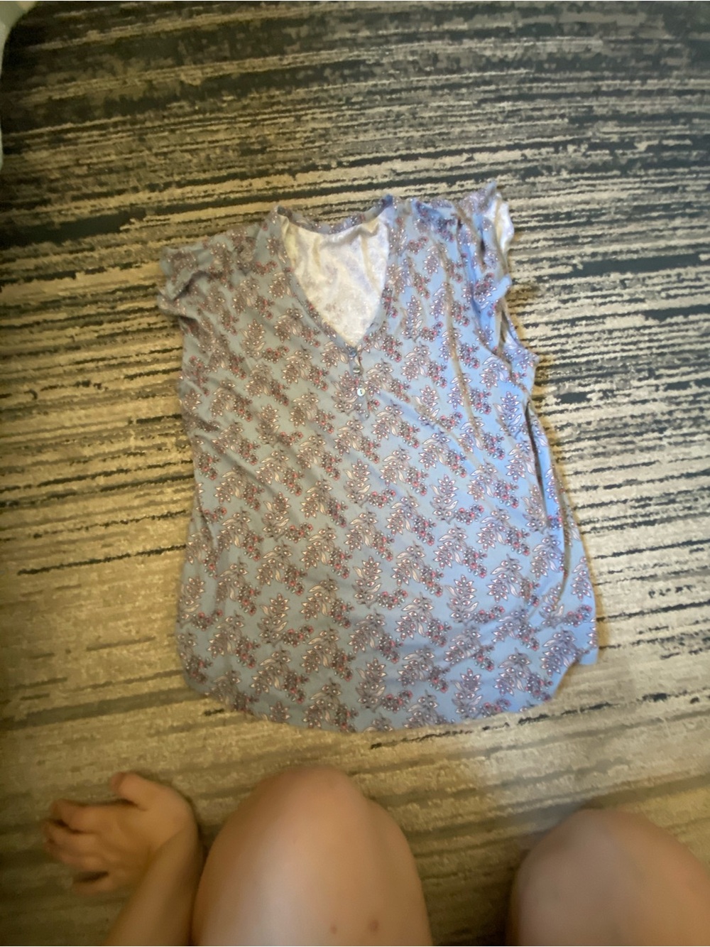 LOF Light Blue Floral-Print Short Sleeve Kids Top
